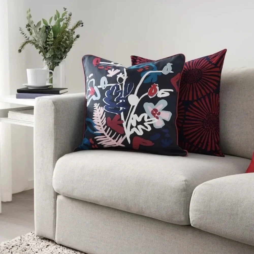 IKEA MÄLARBORSTE abstract floral throw pillow cover